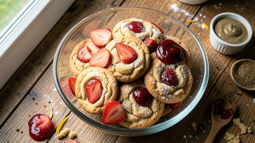 Vegan Strawberry Cookie Recipe: Bright Red Swirls and Crunchy Edges