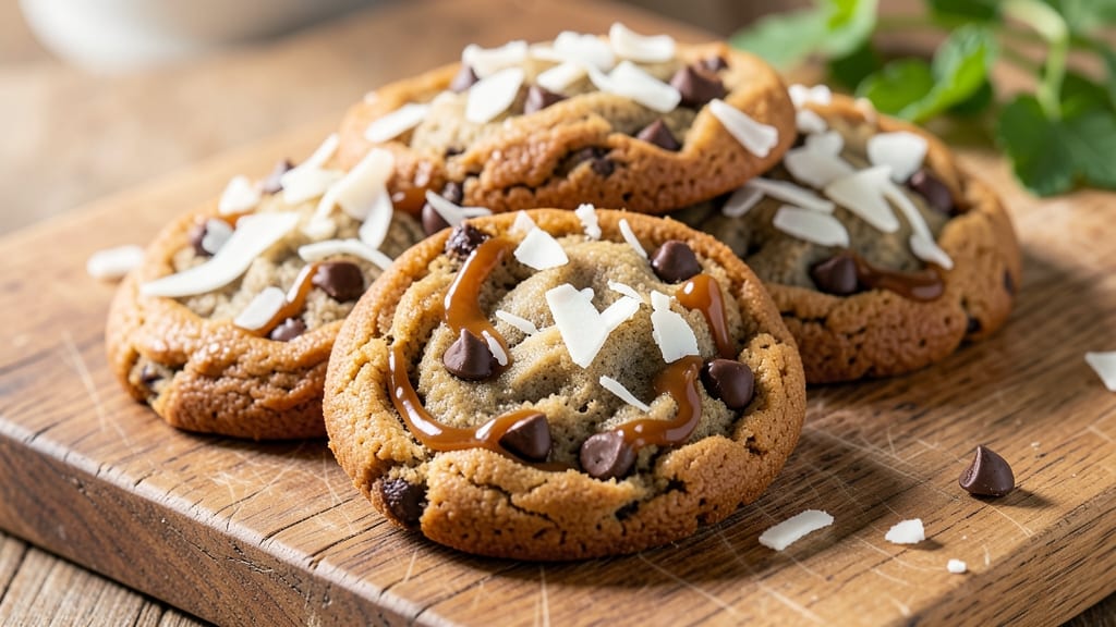Caramel Coconut Chocolate Chip Cookie Recipe: Triple-Layered Crunch and Melty Rivers