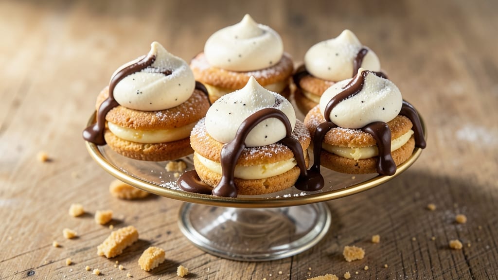 Boston Cream Cookie Bites Recipe: Vanilla Bean Pastry Cream Swirled in Crunchy Crusts