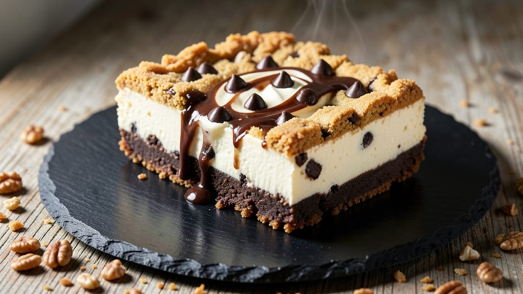 Chocolate Chip Cookie Brownie Cheesecake Recipe: Swirled Layers of Crunch and Creamy Bliss