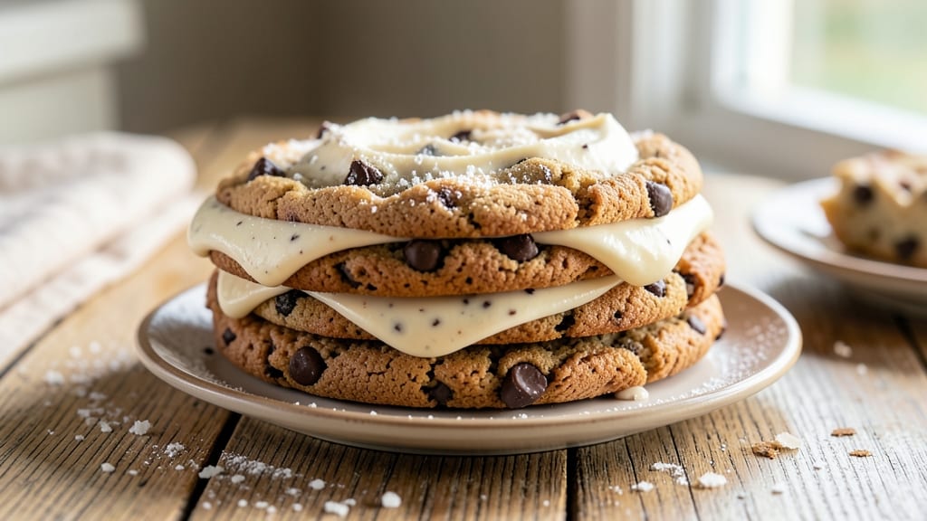 Chocolate Chip Cookie Icing Sandwich Recipe: Stacked Crunch and Creamy Rivers in Every Bite