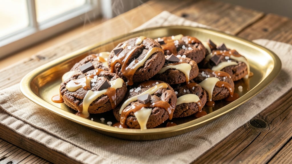 Chocolate Caramel Sea Salt Cookie Recipe: Molten Caramel Rivers and Crunchy Edges